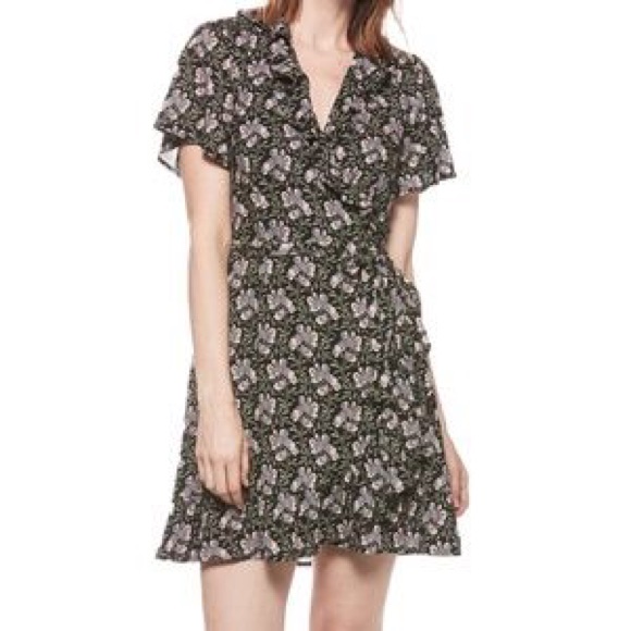 Paige Cardamom Black/Purple Floral Wrap Dress